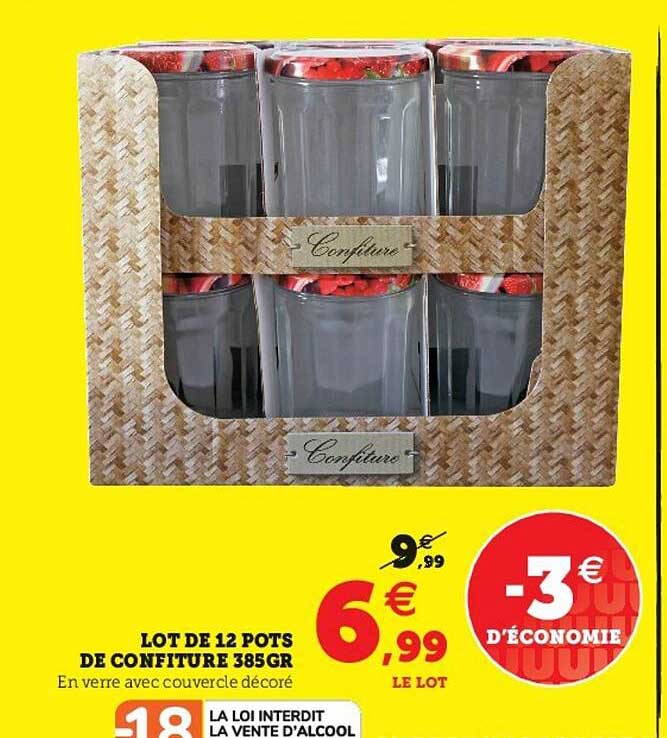 lot de 12 pots de confiture 385gr