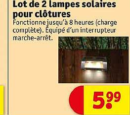 lot de 2 lampes solaires pour clôtures