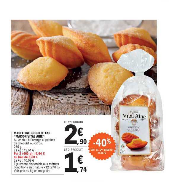 madeleine coquille x10 "maison vital aine"