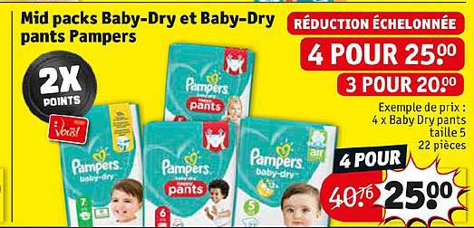 mid packs baby-dry et baby-dry pants pampers réduction échelonnée