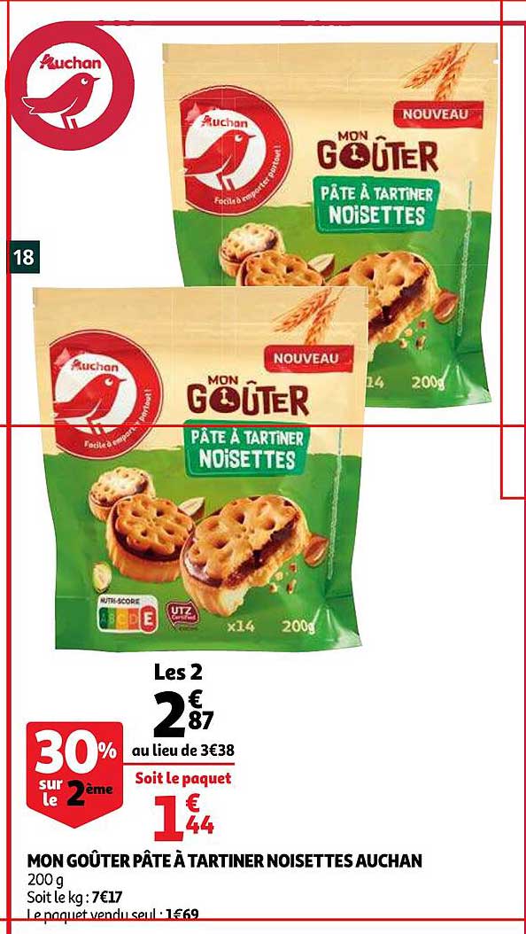 mon goÛter pÂte À tartiner noisettes auchan