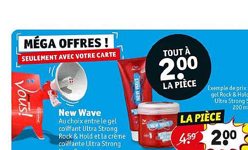 new wave au choix entre le gel coiffant ultra strong rock & hold et la crème coiffante ultra strong