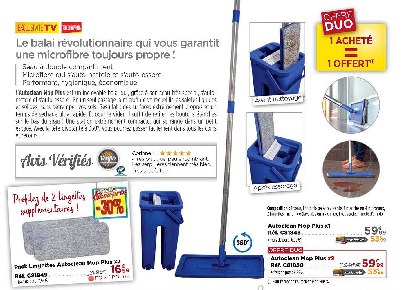 pack lingettes autoclean mop plus x2