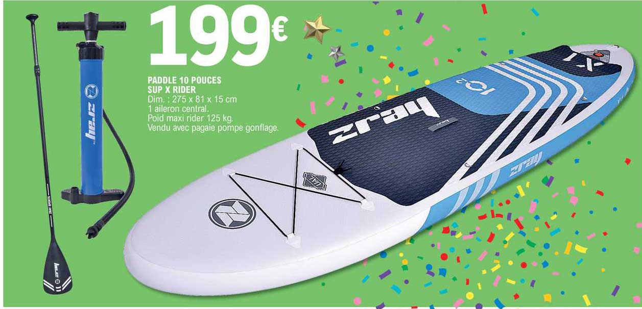 paddle 10 pouces sup x rider