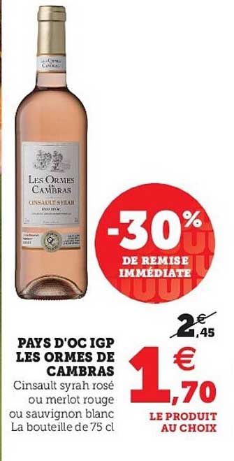 pays d'oc igp les ormes de cambras -30% de remise immédiate