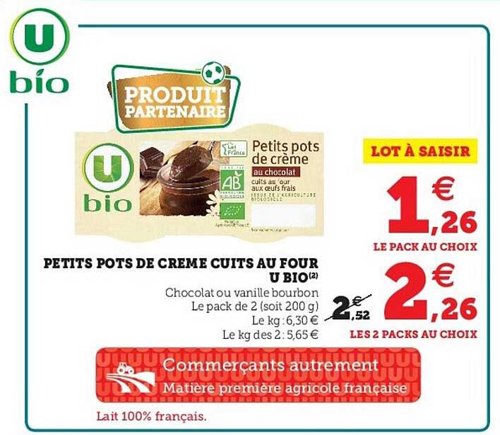 petits pots de crème cuits au four u bio