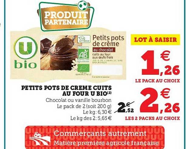 petits pots de creme cuits au four u bio