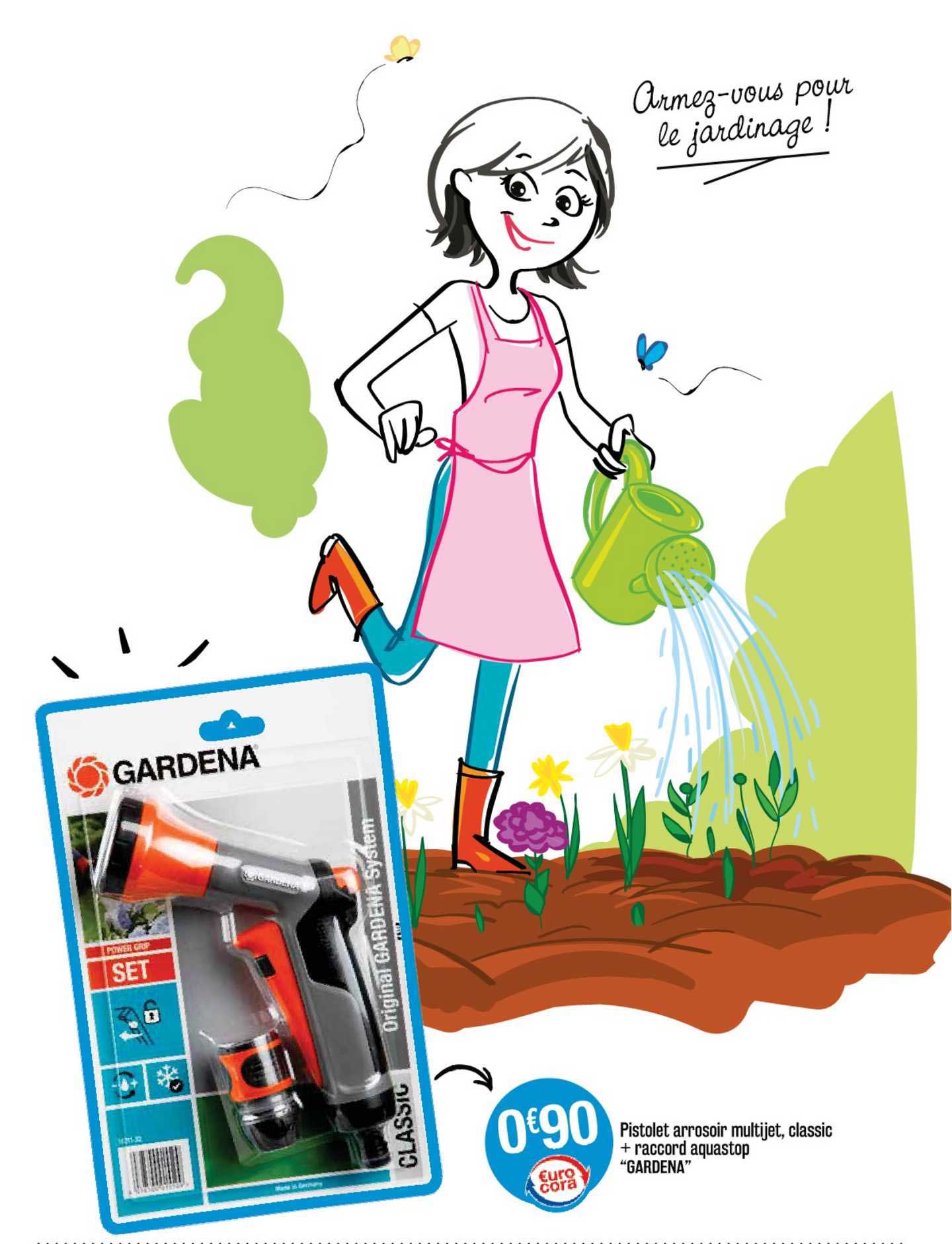 pistolet arrosoir multijet classic + raccord aquastop "gardena"