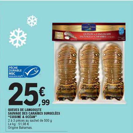 Queues De Langouste Sauvage Des Caraibes Surgelees "cuisine & Ocean"