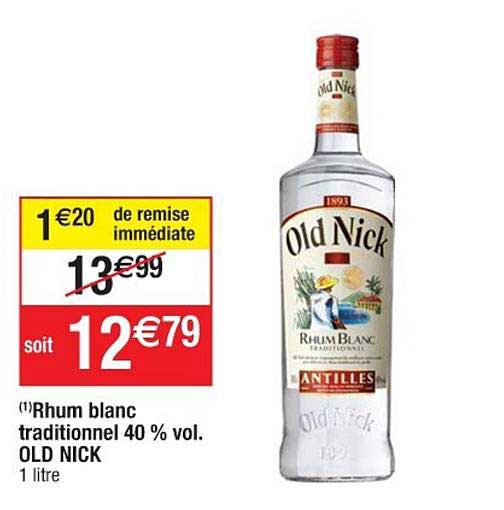 rhum blanc traditionnel 40% vol. old nick