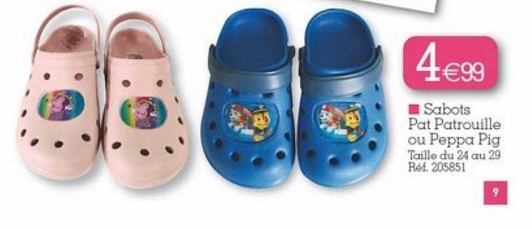 sabots pat patrouille ou peppa pig