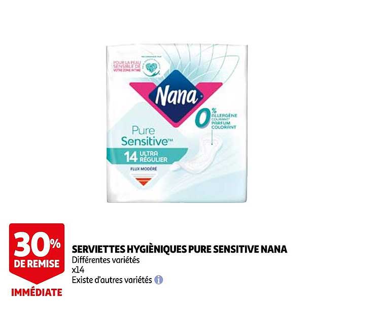 serviettes hygiÈniques pure sensitive nana