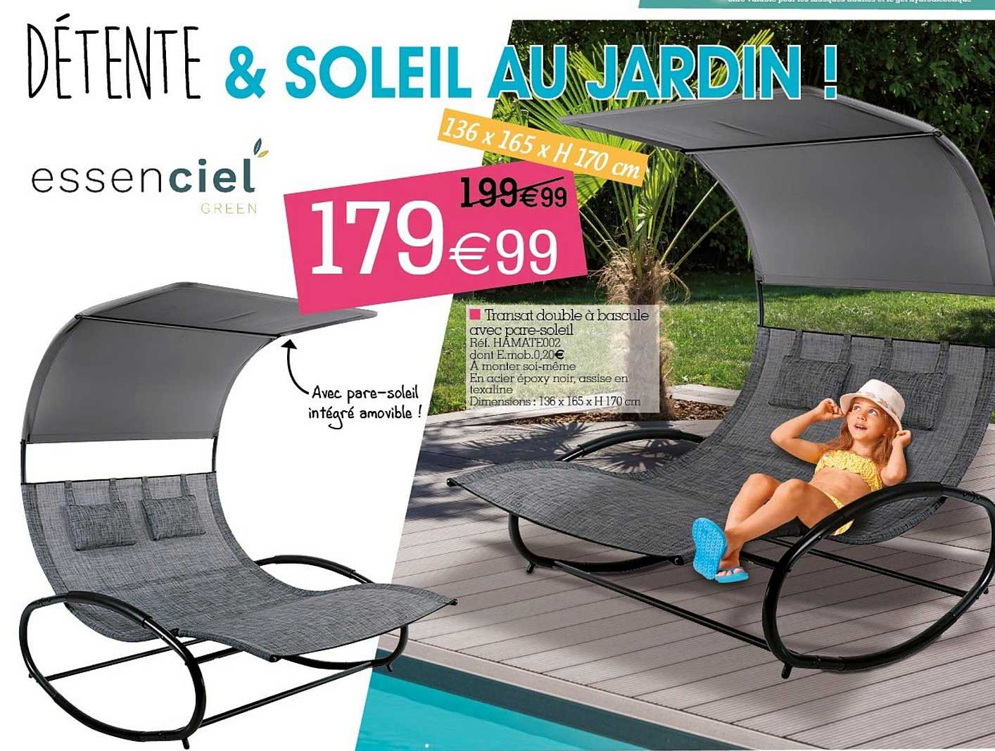 transat double à bascule avec pare-soleil