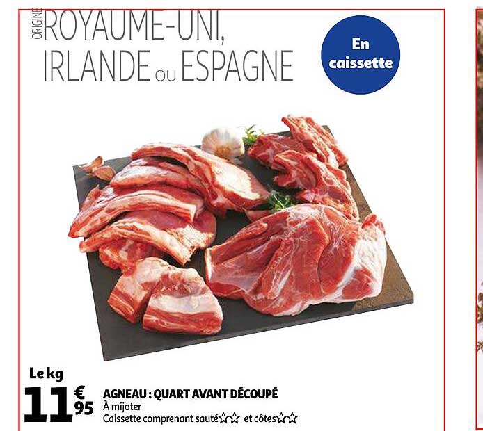agneau : quart avant découpé