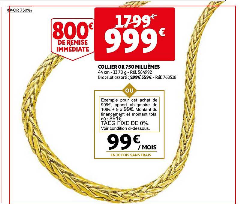 collier or 750 millièmes
