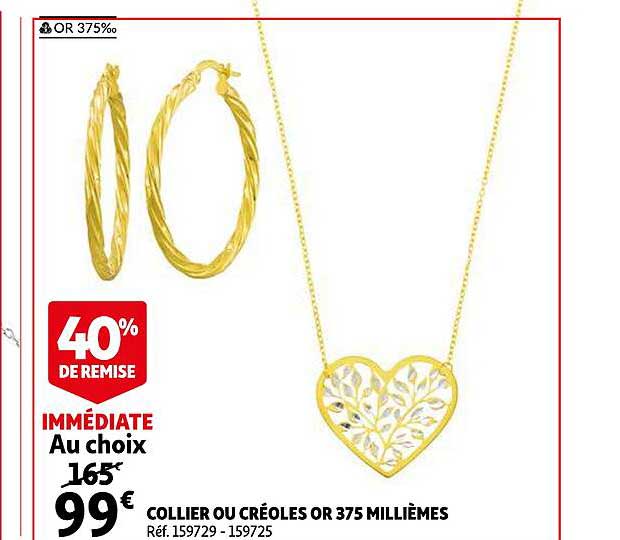 Collier Ou Créoles Or 375 Millièmes