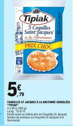 coquilles st jacques à la bretonne surgelées "tipiak"