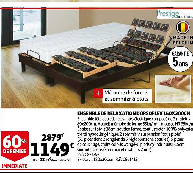 ensemble de relaxation dorsoflex 160 x 200 cm