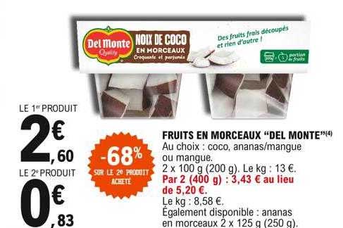 fruits en morceaux "del monte"
