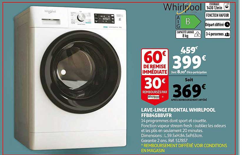 lave-linge frontal whirlpool ffb8458bvfr