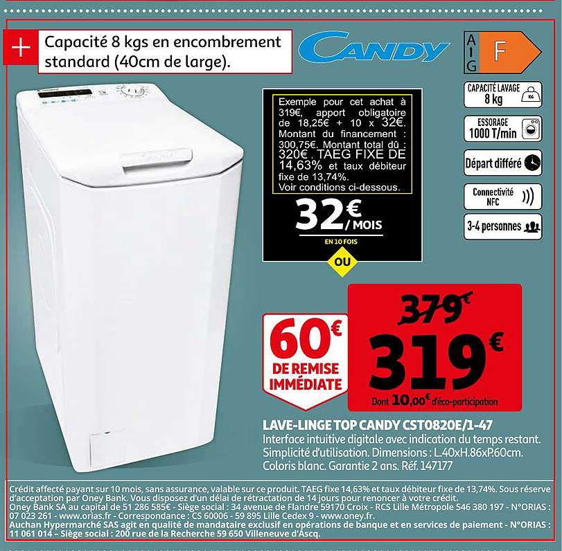 lave-linge top candy cst0820e-1-47
