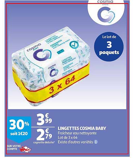 Lingettes Cosmia Baby