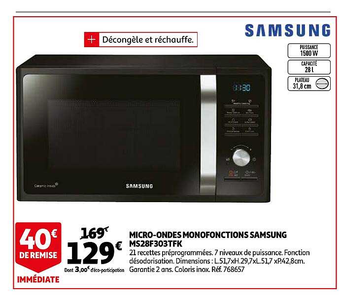 micro-ondes monofonctions samsung ms28f303tfk