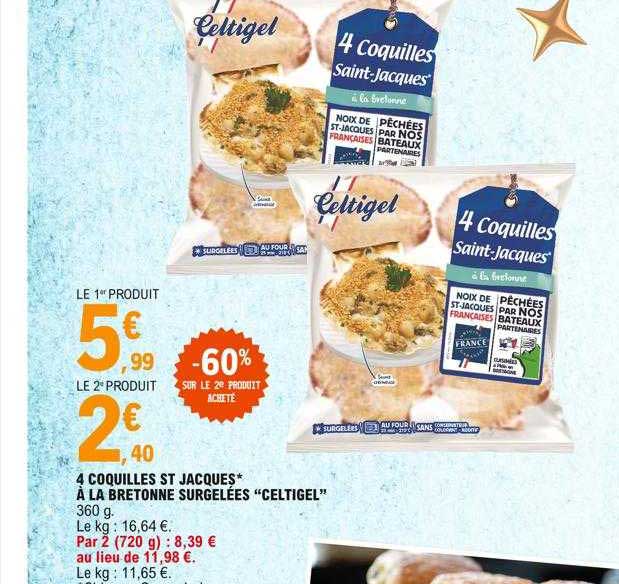 4 Coquilles St Jacques à La Bretonne Surgelées "celtigel"