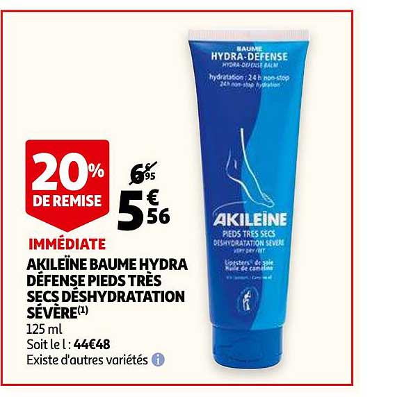 akileïne baume hydra défense pieds très secs déshydratation sévère 20% de remise immédiate