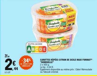 carottes râpées citron de sicile maxi format "bonduelle"