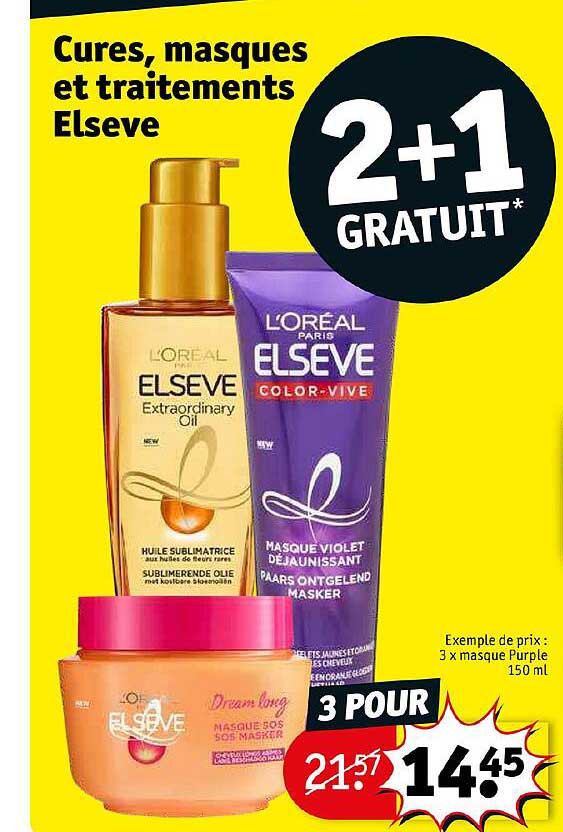 cures masques et traitements elseve 3 x masque purple 2+1 gratuit