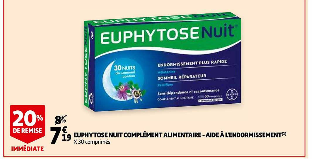 euphytose nuit complément alimentaire - aide à l'endormissement 20% de remise immédiate