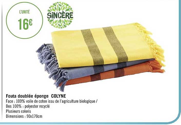 fouta doublée éponge colyne