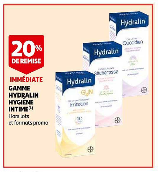 gamme hydralin hygiène intime 20% de remise immédiate