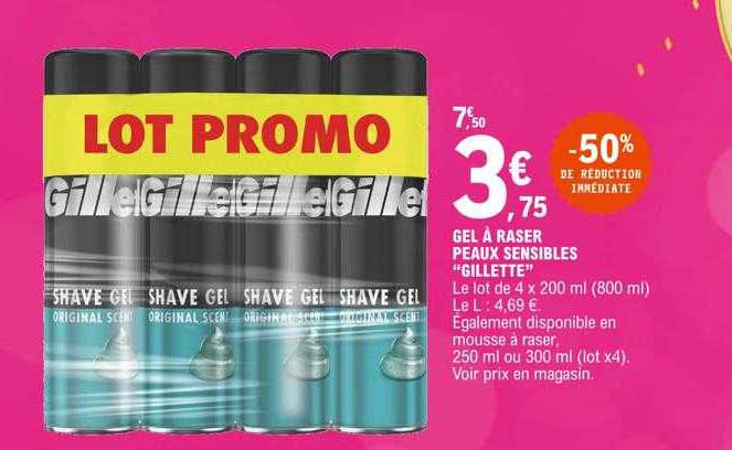 gel à raser peaux sensibles "gillette"