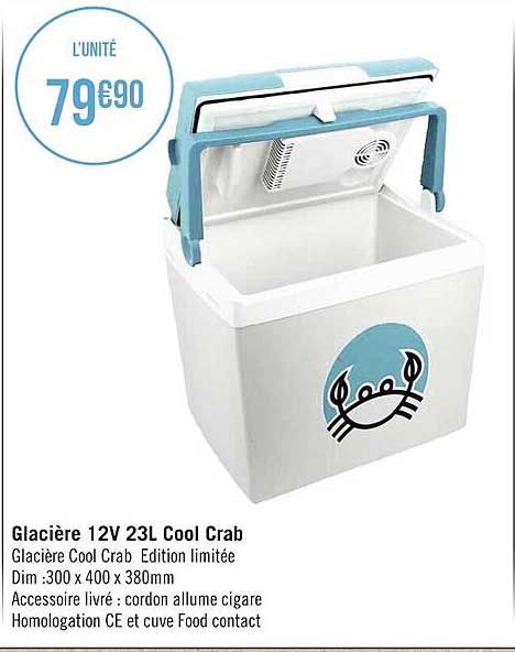 glacière 12v 23l cool crab