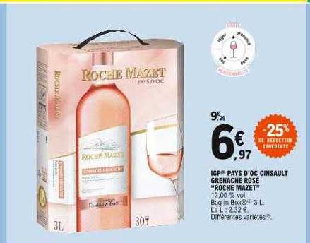 igp pays d'oc cinsault grenache rosé "roche mazet"