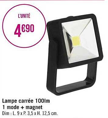 lampe carrée 100lm 1 mode + magnet
