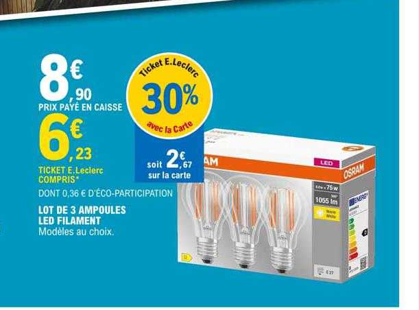 lot de 3 ampoules led filament