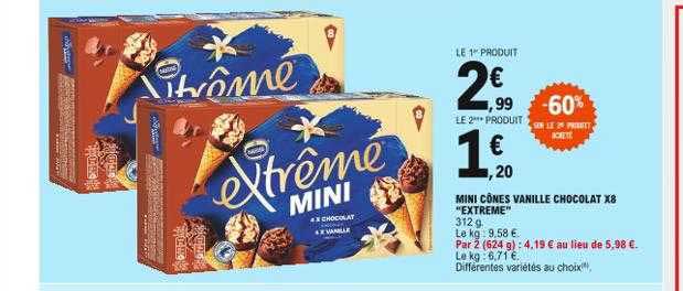 Mini Cônes Vanille Chocolat X8 "extrême"