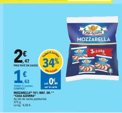 mozzarella 16% mat. gr. "casa azzurra"