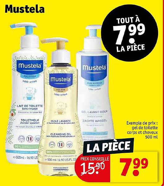 mustela exemple de prix: gel de toilette corps et cheveus
