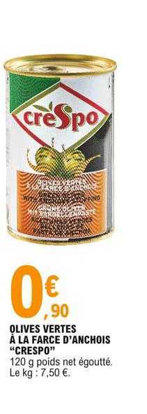 olives vertes à la farce d'anchois "crespo"