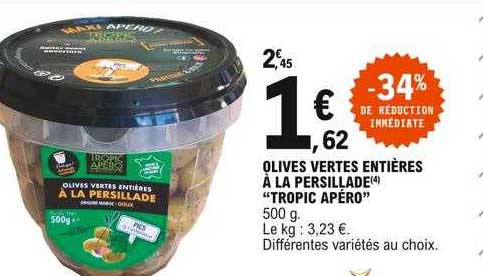 Olives Vertes Entières à La Persillade "tropic Apéro"