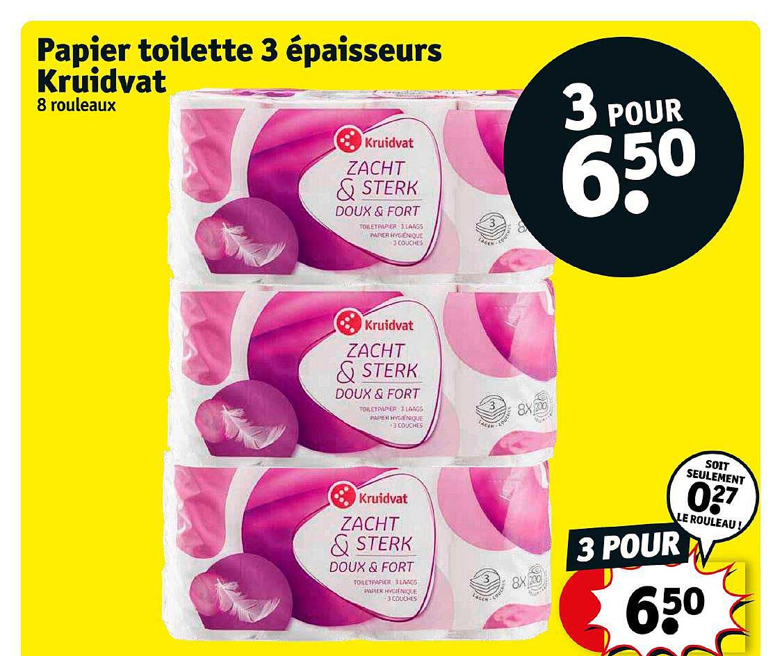 Papier Toilette 3 épaisseurs Kruidvat