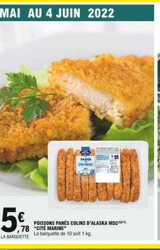 poissons panés colins d'alaska msc "cité marine"