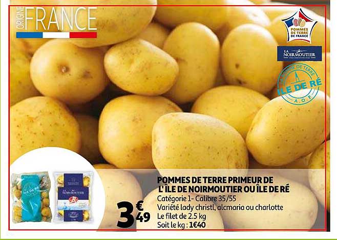 pommes de terre primeur de l'île de noirmoutier ou île de ré