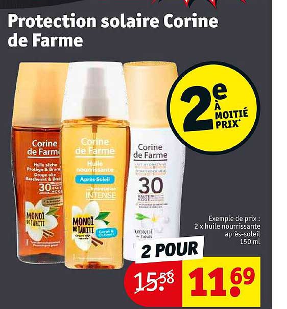 protection solaire corine de farme 2 x huile nourrissante après-soleil