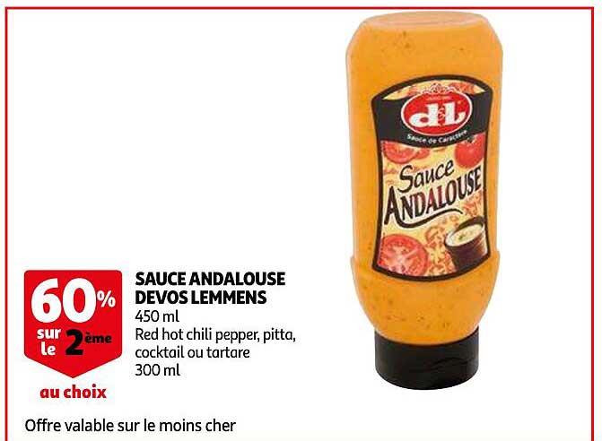 sauce andalouse devos lemmens 60% sur le 2ème
