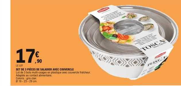 Set De 3 Pièces De Saladier Avec Couvercle